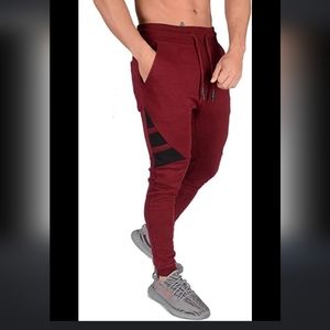 YoungLa Pants Mens L Red Burgundy Tapered Leg Athletic Lounge Casual Bottoms